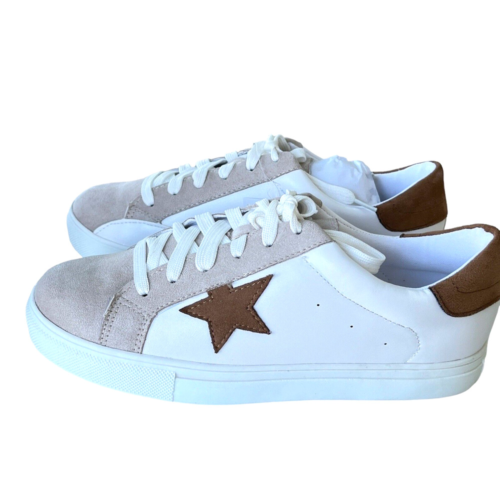 Z. Emma Star Skate Shoes Sneakers Women Size 8 White Brown Tan New In Box Vegan